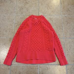 J. Crew Women's Bright Red Cable Knit Sweater